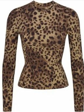 SKIMS x Dolce & Gabbana Leopard Print Long Sleeve Top